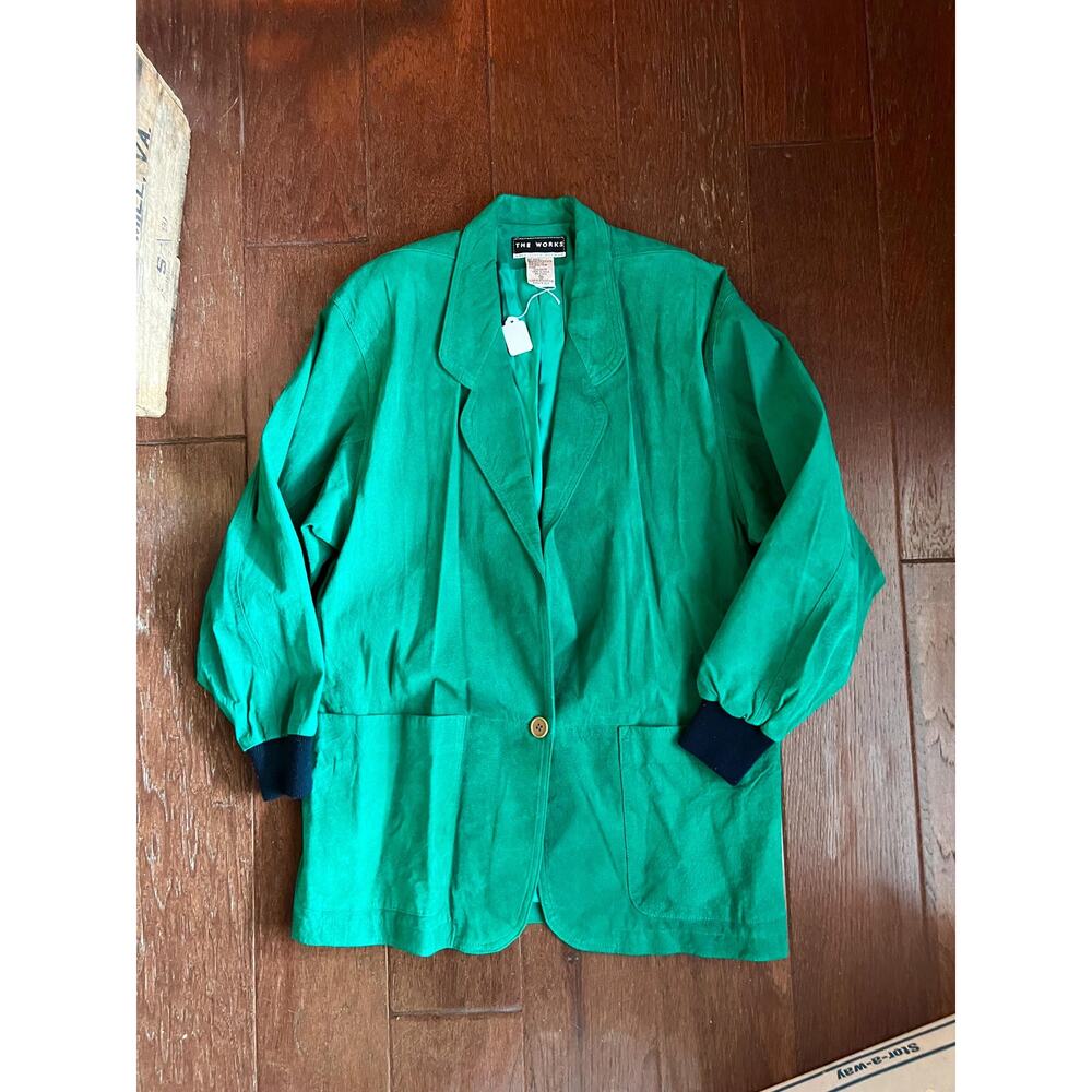 Vintage Green Leather Jacket by The Works from Saks Fifth Avenue - Size M